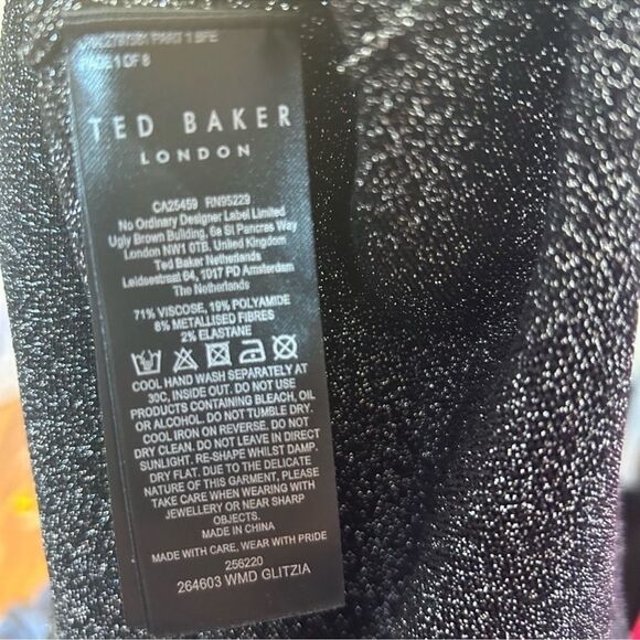 Ted Baker Glitzia Metallic Skater Dress Black - Picture 9 of 9